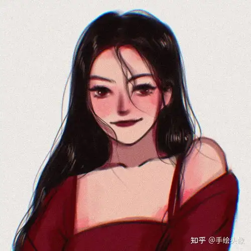 红色手绘情侣头像