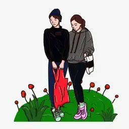 春季生机害羞清纯少女少男情侣插图图片素材其他格式下载动漫人物大全