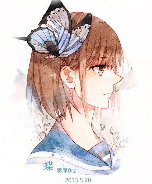 零届orz水彩少女插画冷色系校服少女