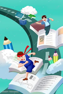 绿色系卡通手绘风高考备战高考配图插画图片千库网