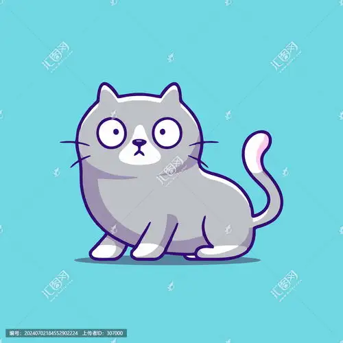 可爱灰猫猫q版卡通插画,动漫卡通,设计素材,设计模板,汇图网