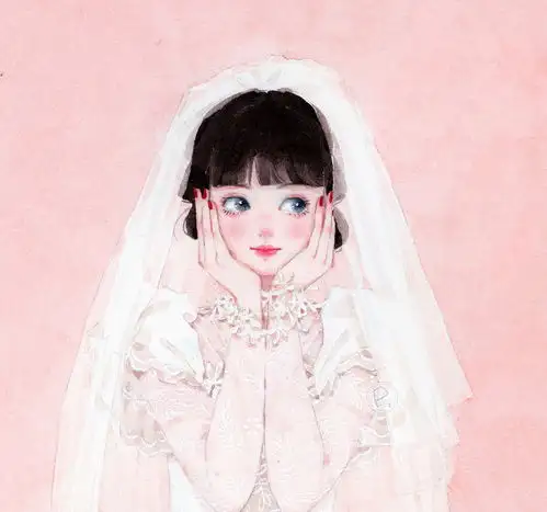 水彩少女手绘婚纱头像水彩教程手绘插画卡通森女治愈系