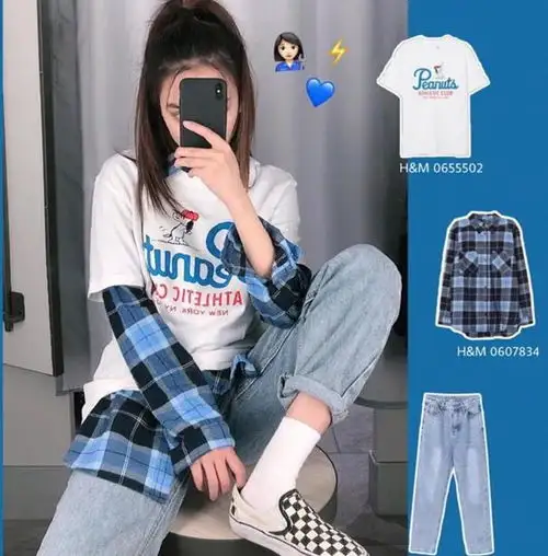 hm真的是衣品开挂了,可酷可甜美,十足的猫系小仙女衬衣