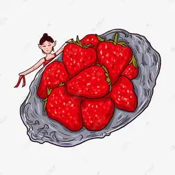 手绘卡通可爱草莓果盘插画女孩素材图片免费下载千库网